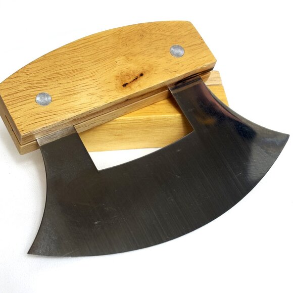 Alaskan Ulu Knife & Display Wood Stand and Handle - Picture 5 of 8
